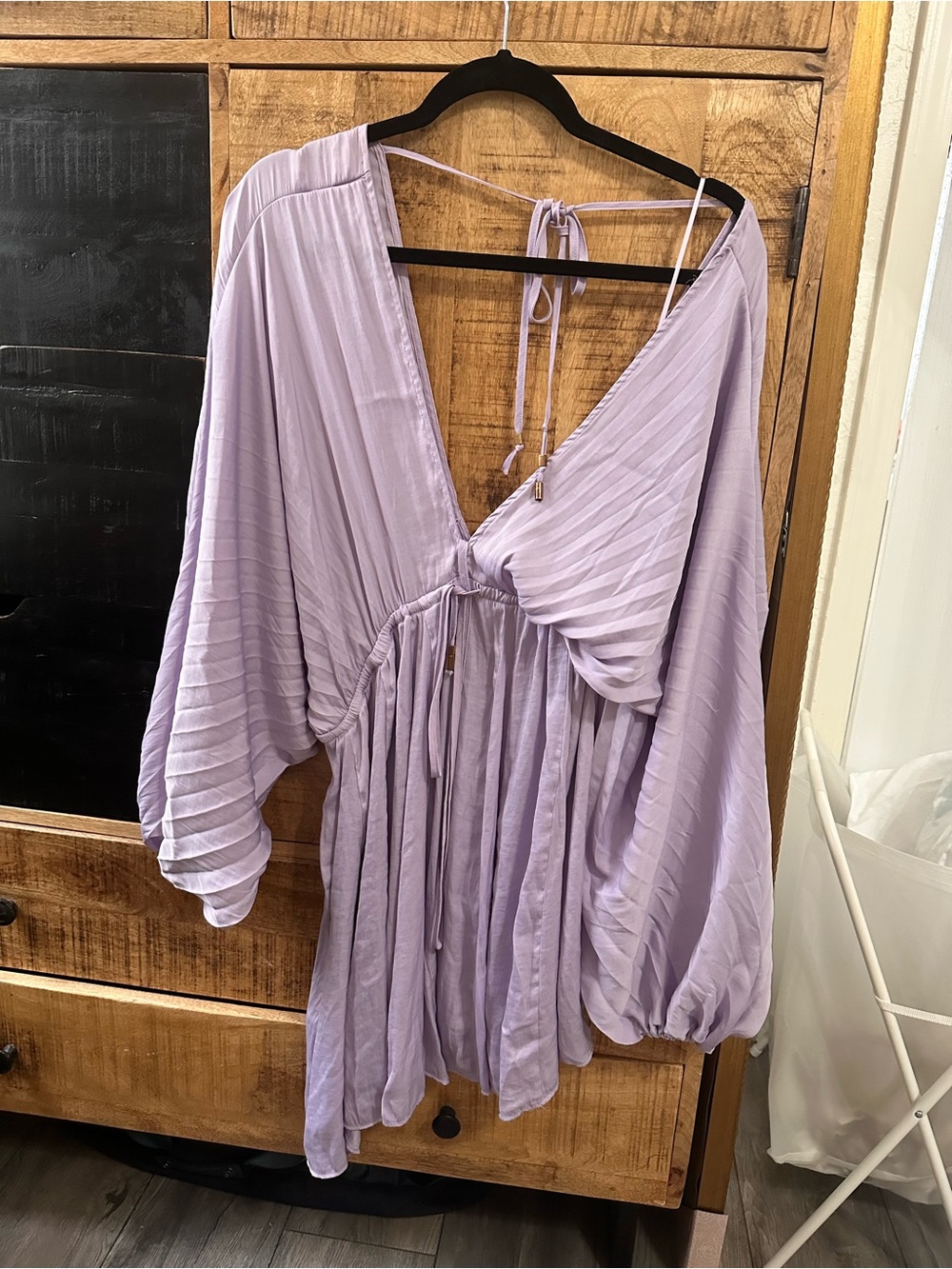 Free People  Arzel Mini Lilac Pleated Mini Dress - Picture 5 of 6